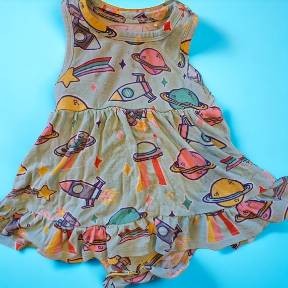 Posh Peanut Other - 🛍️👗 2 for $20 Posh Peanut Space Theme Ruffled Bodysuit Dress, 3-6 month